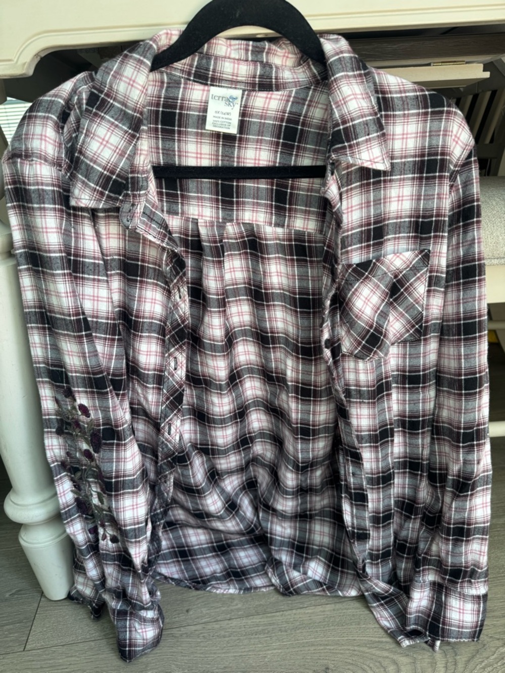 Terra & Sky Plaid Button-Down Shirt — Black, White & Burgundy